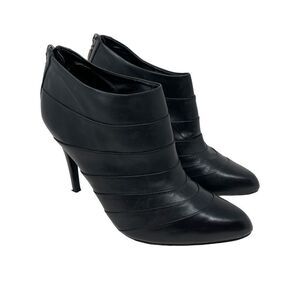 Guess Slick Ankle Bootie Stiletto Pleated Black Leather Women's 10 Back Zip